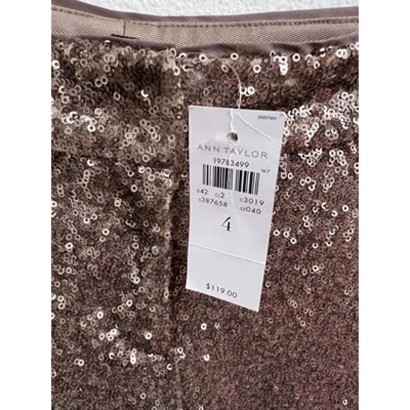 Ann Taylor Gold Pocket Sparkly Shiny Sequin Ankle Pants Size 4 - Picture 4 of 8